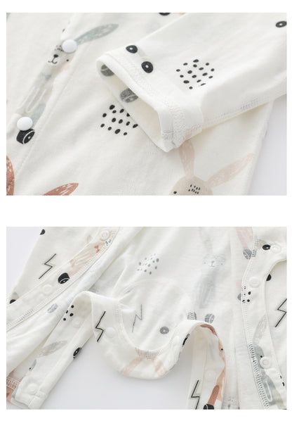 Light And Soft Bamboo Fiber Baby Jumpsuit Floral Animal Cute Print Spring Autumn Newborn Clothes Unisex Long Sleeve Baby Rompers For Boys Girls